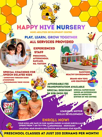 Only 300 dhs/per month for preschool.Limited slots available,hurry up!