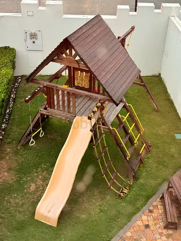 Wooden Outdoor Childrens Playset with Slide and Climbing Frame from Rainbow play system