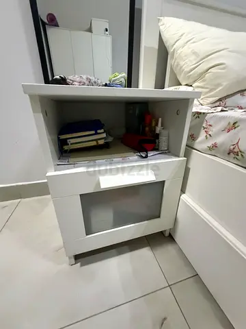 iKEA Modern White Nightstand with Storage
