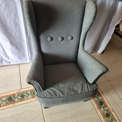 Ikea grey upholstered wingback armchair