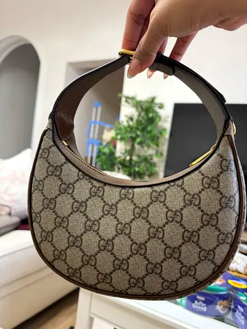 My Gucci monogram crescent shoulder bag - brown canvas  leather AUTHENTIC 100%