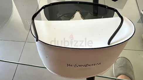 My YSL black shield sunglasses with original white case — lightly used