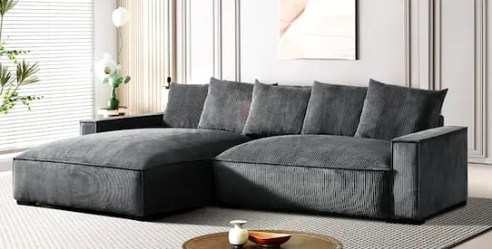 Modern L-Shaped Sofa in Grey