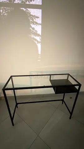 Desk with Metal Frame  Side Shelf – Minimalist Office Desk