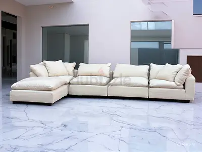 Marina home Luscious feather filled sofa with footstool