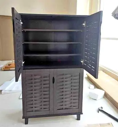 Wooden Cabinet with Lattice Design