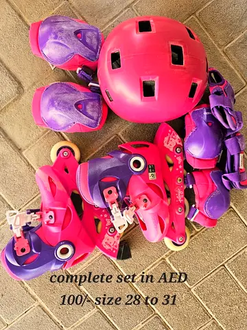 My kids adjustable inline skates set with helmet  pads — fits EU 28-31