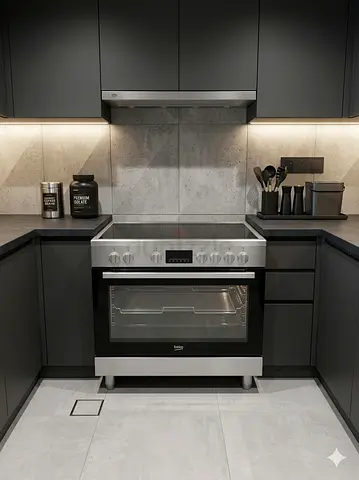 Beko 90x60cm Ceramic Electric Cooking range  5 Zones 8 Functions 108L A+ Rating Stainless