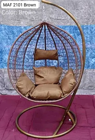 My brown rattan hanging egg chair with stand - good condition