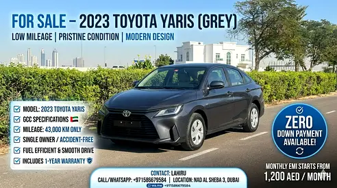2023 Toyota Yaris | GCC Specs | 1 Year Warranty | Zero Accidents | Next Ride Cars