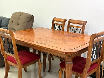 Elegant Wooden 6 Seater Dining Table with Chairs