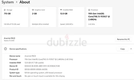 Laptop 11th Gen Intel i5 Processor with 2GB Graphics