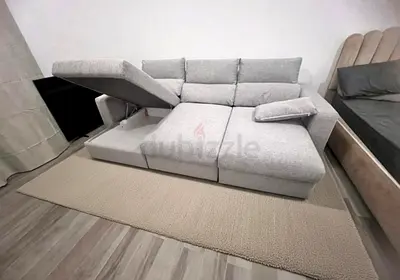 Eskilstuna light grey L shape sofa bed