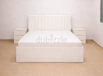 Modern White Queen size Bed with medical mattress Brand new good Quality for sale double bed