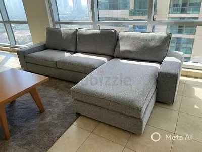Light grey Ikea kivik lshape sofa