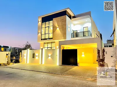 Luxury villa in Al Yasmin, Ajman, ready for immediate occupancy, featuring high-end finishes and spacious living areas. Freehold ownership available t
