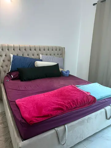 Stylish king  Size Bed with hydrochloric with Comfortable Mattress and side table one month old
