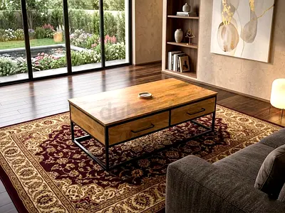 Mango wood coffee table with drawers