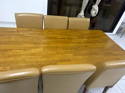 Dining Table Set with Beige Chairs