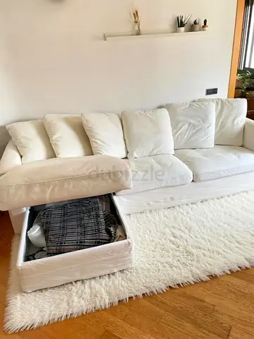 White Ikea gronlid L shape sofa bed with mattress