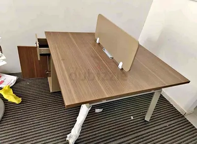 2-seater office workstation desk with divider and storage
