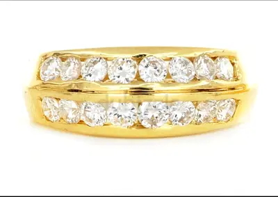 18 K yellow gold ring 1,28 ct natural diamond