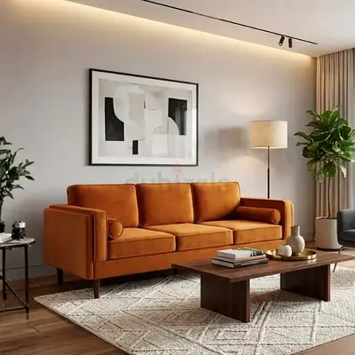 Cushioned back square arm 3 seater sofa