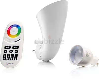 Auraglow Plugin GU10 Spotlight Uplighter Wall Wash Light Plug Socket Lamp with Colour Changing LED B