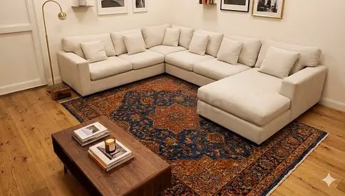 Crate and barrel beige color Ushape sofa