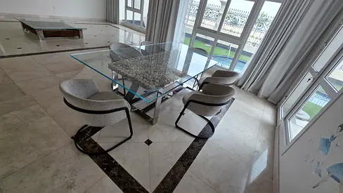 Marina home luxury Glass Dining table with six chairs
