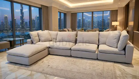 Loom collection modular feather filled sofa with footstool