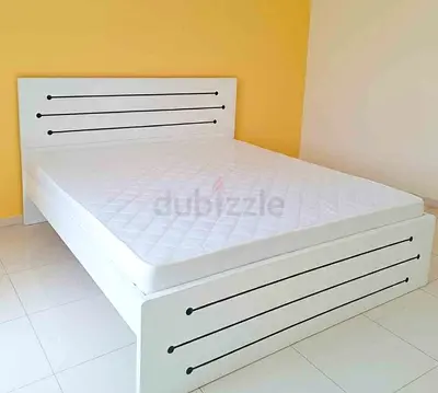 Modern White Bed Frame with Mattress