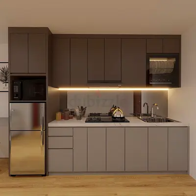Modern kitchen cabinet with countertop and sink