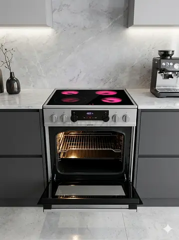 Gorenje 60cm Ceramic Cooker, 4 Zones, 71L Fan Assited Oven, Digital Display, 8 hsi