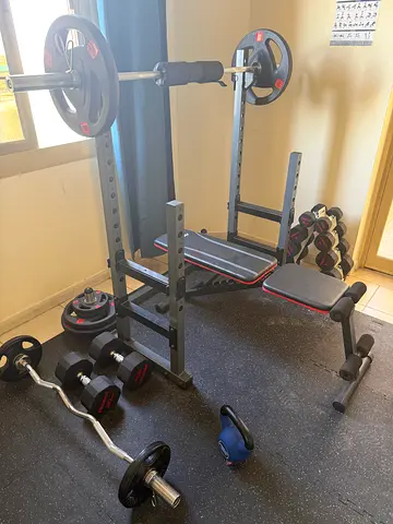 Home Gym Weight Bench with Barbell and Weights