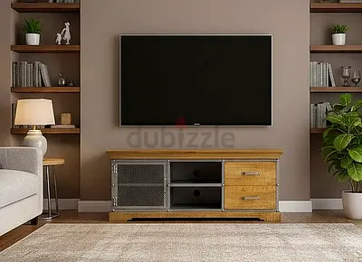 Industrial Style TV Unit with Storage 150x46 cm height 60 cm