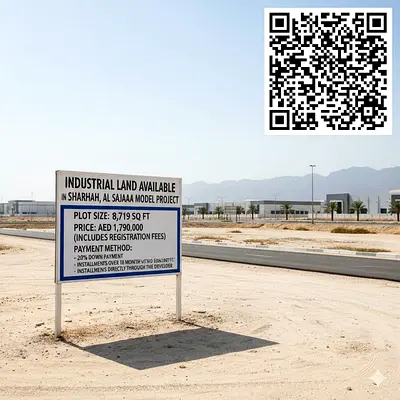 🏭 أراضٍ صناعية للبيع في مشروع الصجعة النموذجية – إمارة الشارقة متاح قطع أراضٍ صناعية في مشروع الصجعة النموذجية – الشارقة، بموقع ممتاز وشوارع أسفلت جا