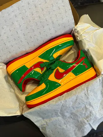 Lil Yachty Nike Air Force 1 Patent Green Yellow US 9.5 Lucky Green