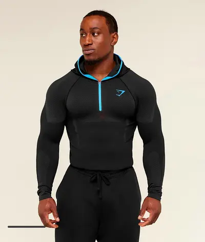 Gym Shark Onyx 5.0 Seamless Blue Hoodie (Sizes XS, S, M)