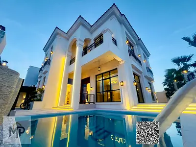 تصميم فاخر مع حمام سباحة وحديقة/تكييف مركزي/مياه وكهرباء/رسوم التسجيل متضمنة