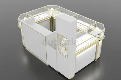 Luxury White  Gold Jewelry Display Kiosk