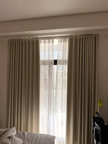 Beige Curtains with sheer - 296 H x 260 W