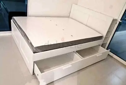 IKEA brimnessqueen size 160×200cm bed frame with headboard+ 4 big storage drawers with IKEA mattress