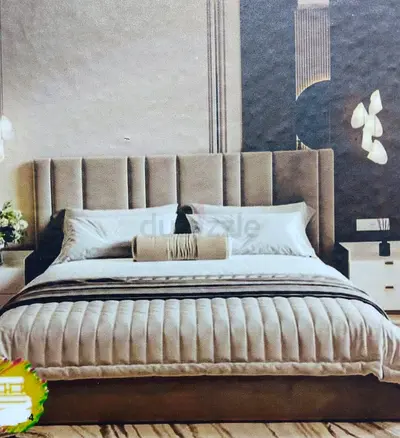 Elegant King Size Bed with Plush Headboard