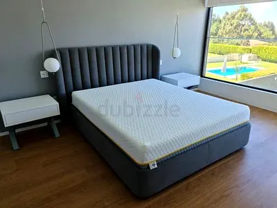 New Stylish Grey Upholstered Double Bed - Customisation available