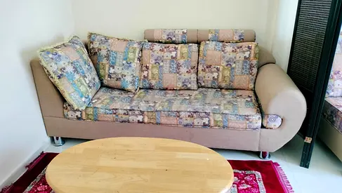 A fully furnished room is available in a South Indian family home, located in Al Danah, behind ADCB