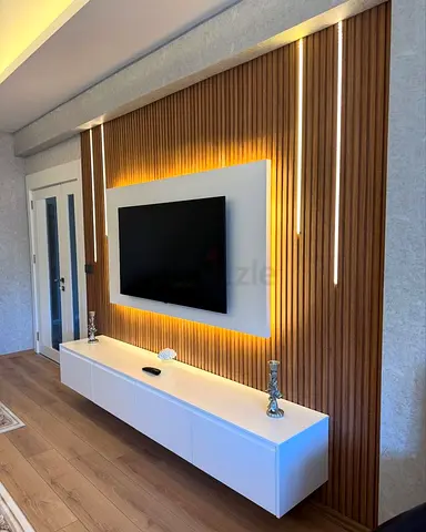 Contemporary Wood  Backlight TV Unit