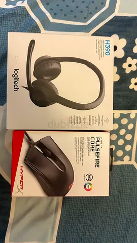 Logitech H390 Headset and HyperX Pulsefire Core Mouse