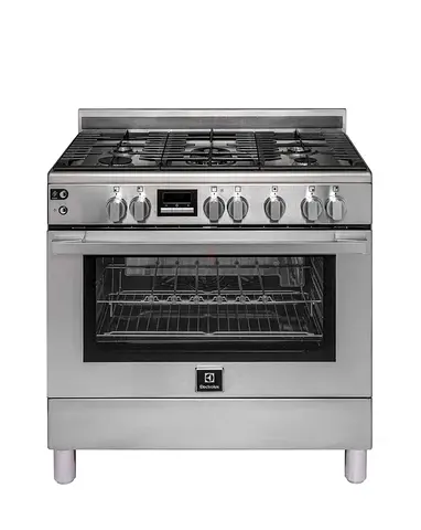90x60cm Freestanding Cooker, Full Gas Cooking Range with 5 Burners, Cast iron pan support, 127L Oven