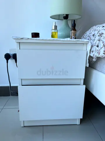 Modern White Nightstand with Drawers